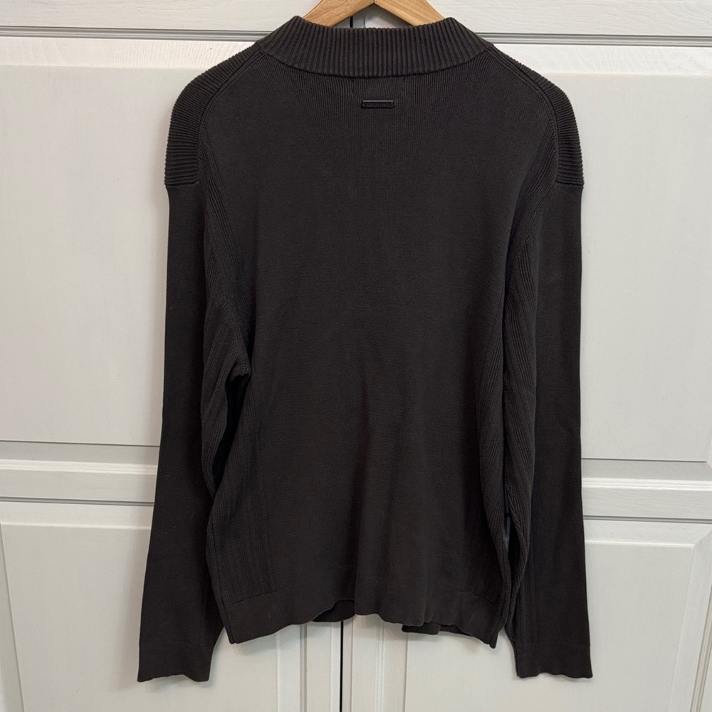 Calvin Klein Charcoal Full-Zip Academia Cardigan. Size L. - Picture 6 of 7